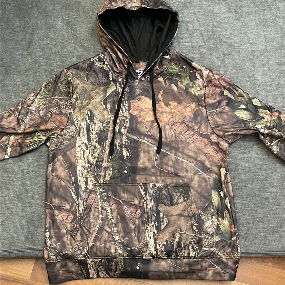 Mossy Oak Camouflage Hoodie - Brown & Green kangaroo sz Large 26/157